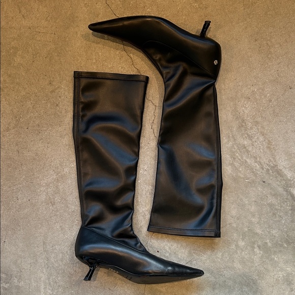 Anine Bing black leather knee high boots size 38